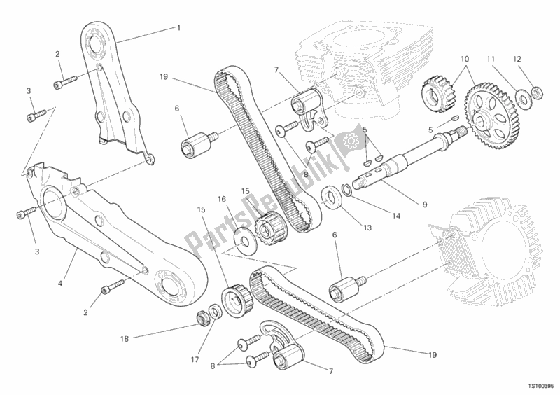 All parts for the Timing Belt of the Ducati Hypermotard 1100 EVO USA 2011